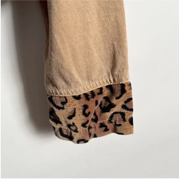 Nina Piccalino jacket tan brown African print crop vintage leopard drawstring - Picture 3 of 7